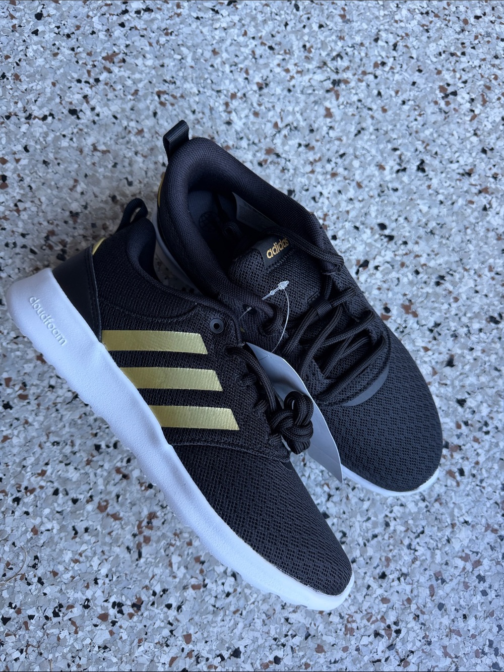 adidas Black Athletic Sneakers with Gold Stripes